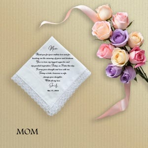 Custom Bridal Handkerchief, Unique Wedding Gift for Bride or Daughter, Elegant Pocket Square, Mother or Father of Bride Gift, Wedding Favors