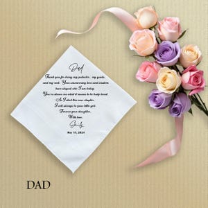 Fazzoletto da sposa personalizzato, regalo personalizzato per la sposa e lo sposo, ricordo premuroso per lacrime di gioia, regalo perfetto per il padre o la madre della sposa