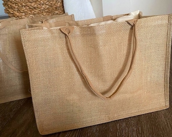 RESERVED for Keisha, Handmade Tote Bag, Embroidered/Printing Burlap Bag, Jute Beach Bag, Custom Bridesmaid Proposal Gifts, Mothers Day Gifts