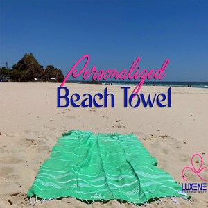 PERSONALIZED Turkish Beach Towel 70x40&quot;, Unique Bachelorette Party Favors, Mr Mrs Beach Towels, Hostess Gifts, Custom Summer Gifts