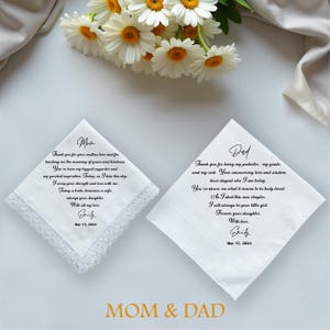 Fazzoletto da sposa personalizzato, regalo per il padre della sposa, bomboniere per gli ospiti, regali personalizzati per la madre della sposa, tovaglioli stampati unici