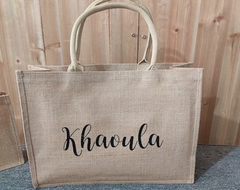 RESERVIERT für Sammie, Großbestellung, personalisierte handgemachte Tragetasche, Mrs Burlap Bag, Jute-Strandtasche, individuelle Geschenke, Muttertagsgeschenke