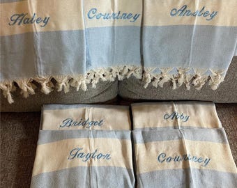 Personalized Turkish Beach Towel, Custom Beach Blanket, Unique Bridesmaid Proposal, Bachelorette Party, Wedding Favors, Summer Gifts