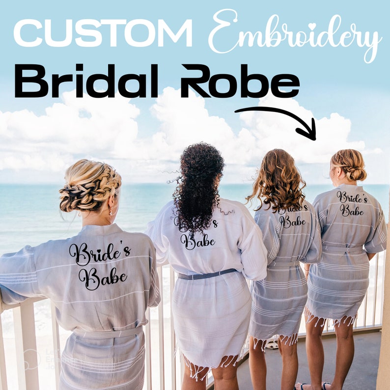 CUSTOM Bridal Robe, Personalized Bridesmaid Bachelorette Party Robe ...