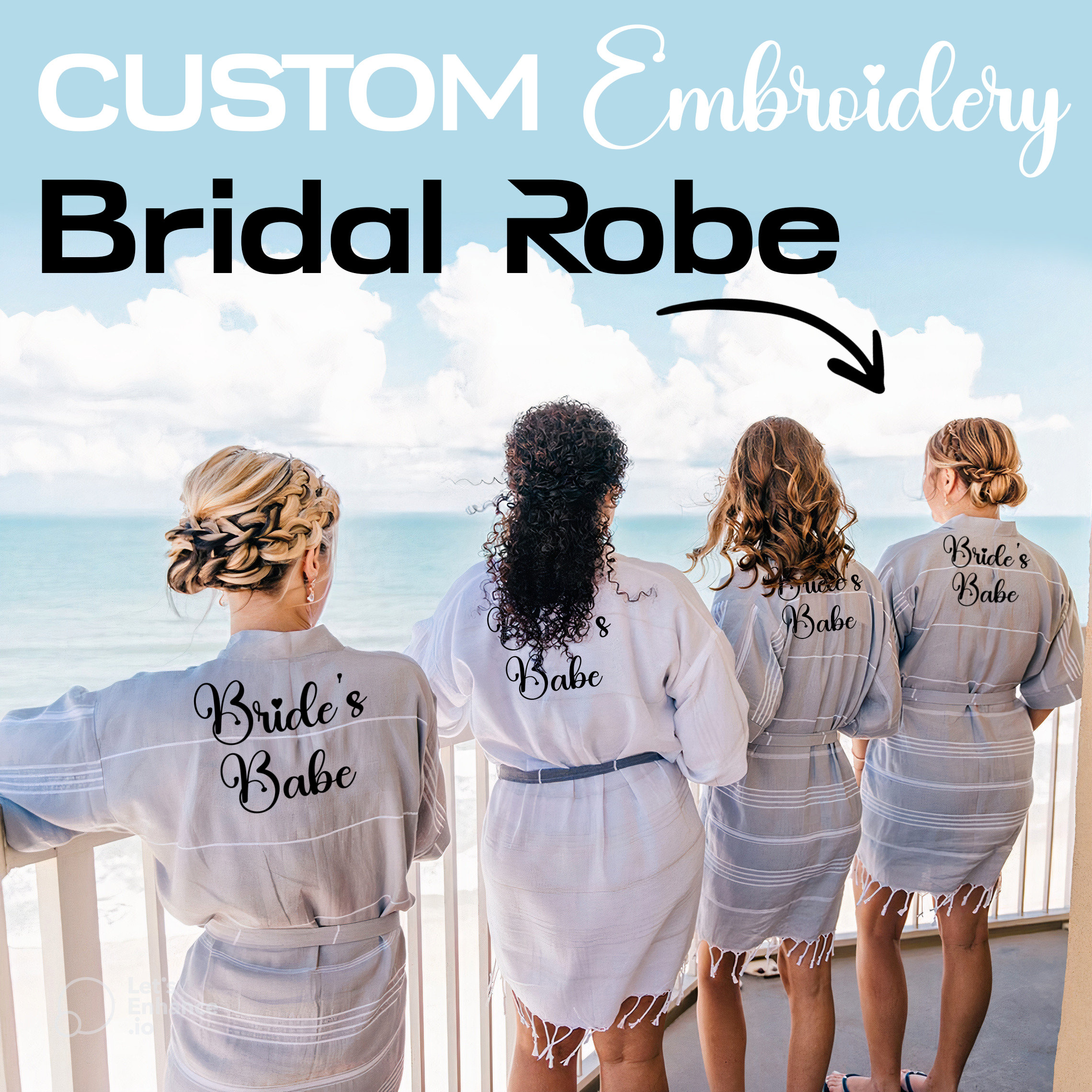 CUSTOM Bridal Robe, Personalized Bridesmaid Bachelorette Party Robe ...