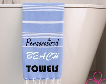 Personalized Turkish Towel, Custom Beach Blanket, Unique Holiday Gift, Bride Beach Towel, Bachelorette Party Favors, Mothers Day Gifts