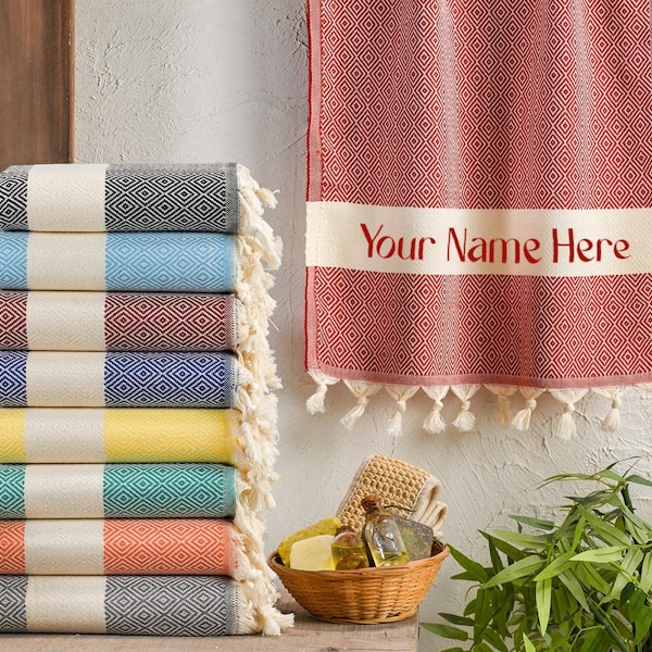 PERSONALIZED Turkish Towel Gifts, Custom Beach Blanket, Unique Bridesmaid Proposal/Bachelorette Party/Wedding Favors, Mothers Day Gifts