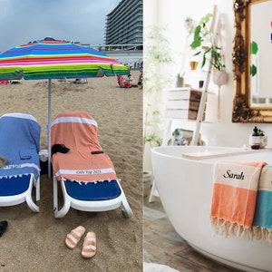 PERSONALIZED Turkish Beach Towel, Custom Logo Beach Towel Bulk, Unique Turkish Blanket, Bachelorette/Wedding Favors, Summer Gifts