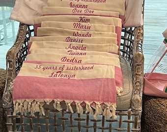 PERSONALIZED Turkish Beach Towel Gifts, Custom Beach Blanket, Unique Bridesmaid Proposal/Bachelorette/Wedding Favors, Summer Gift