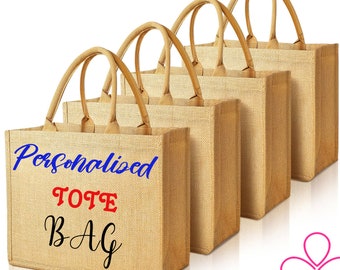 CUSTOM Tote Bag Aesthetic, Unique Jute Beach Bag, Bridesmaid Proposal Gift, Personalized Bachelorette Party Favors, Summer Gifts