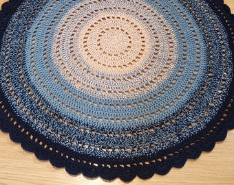 Alfombra de crochet multicolor hecha a mano con diseño de mandala, forma redonda, algodón puro, decoración de habitación