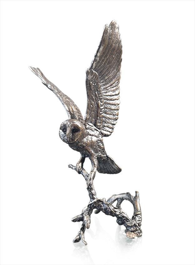 Barn Owl with Pinecones Bronze Sculpture by Keith Sherwin (Richard Cooper)