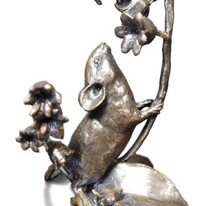 サイン有り✨フランス彫刻家C.masson クロヴィス・エドモン・マッソン　ネコ Mouse With Lily of the Valley (1177) Bronze Sculpture by