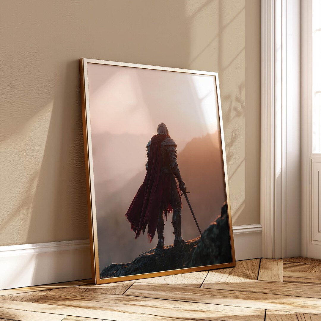 Medieval Knight Poster - Epic Fantasy Warrior Wall Art Print for Gaming ...