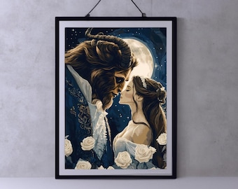Beauty and the Beast Print | Bookish Gifts | Romantasy Wall Art | Romantic Library Print