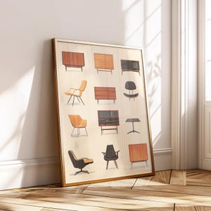 Mid Century Modern Furniture Poster – Vintage Digital Print – Retro Chair Art – Minimal Wall Decor – INSTANT DOWNLOAD