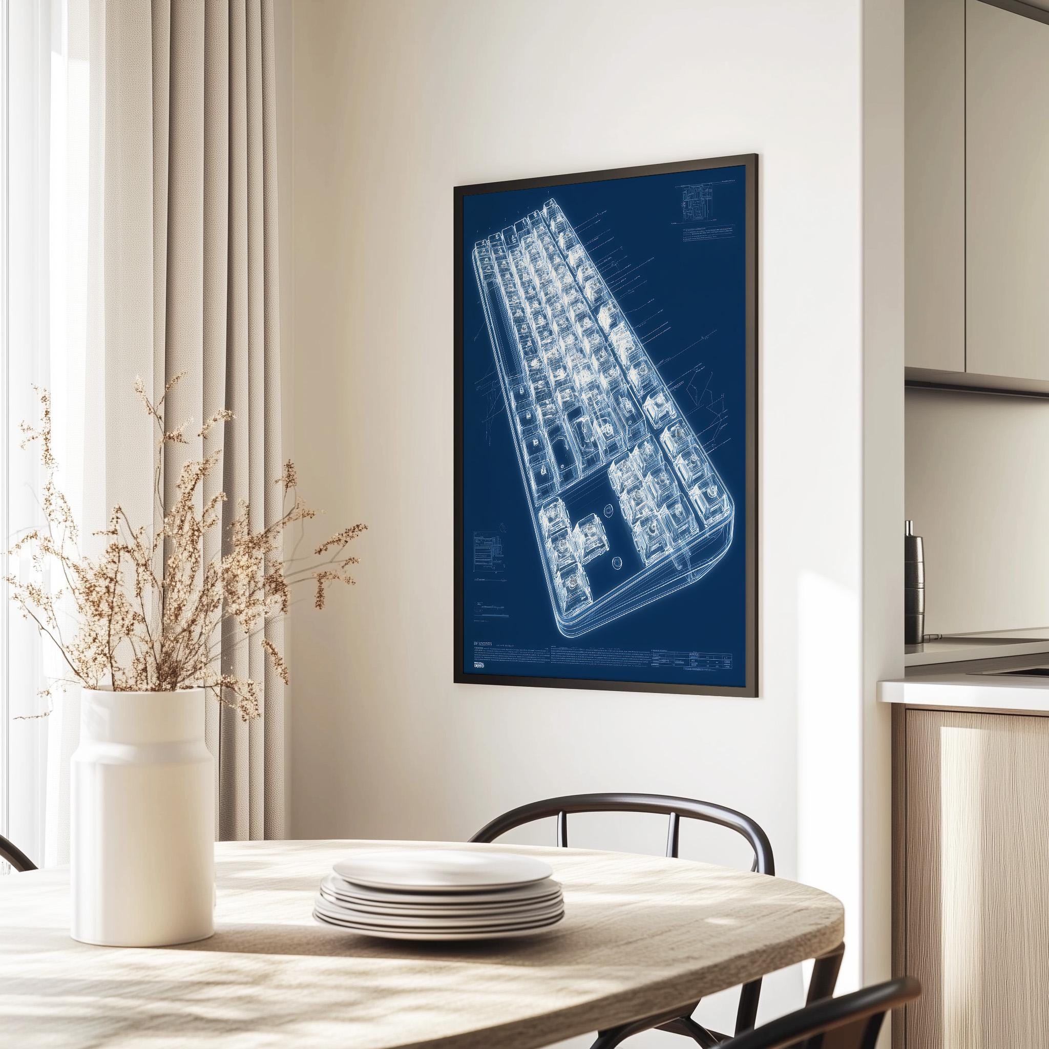 Keybourd Blueprints Mechanical Keyboard Blueprint Poster Tech Wall Art Digital Download ...