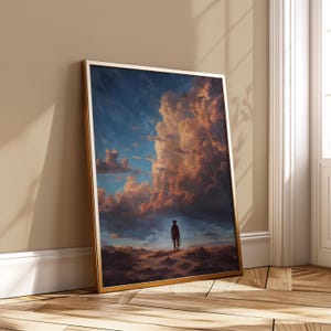 Cowboy Landscape Wall Art Western Sky Poster Lone Ranger Print Dramatic Cloud Painting Style