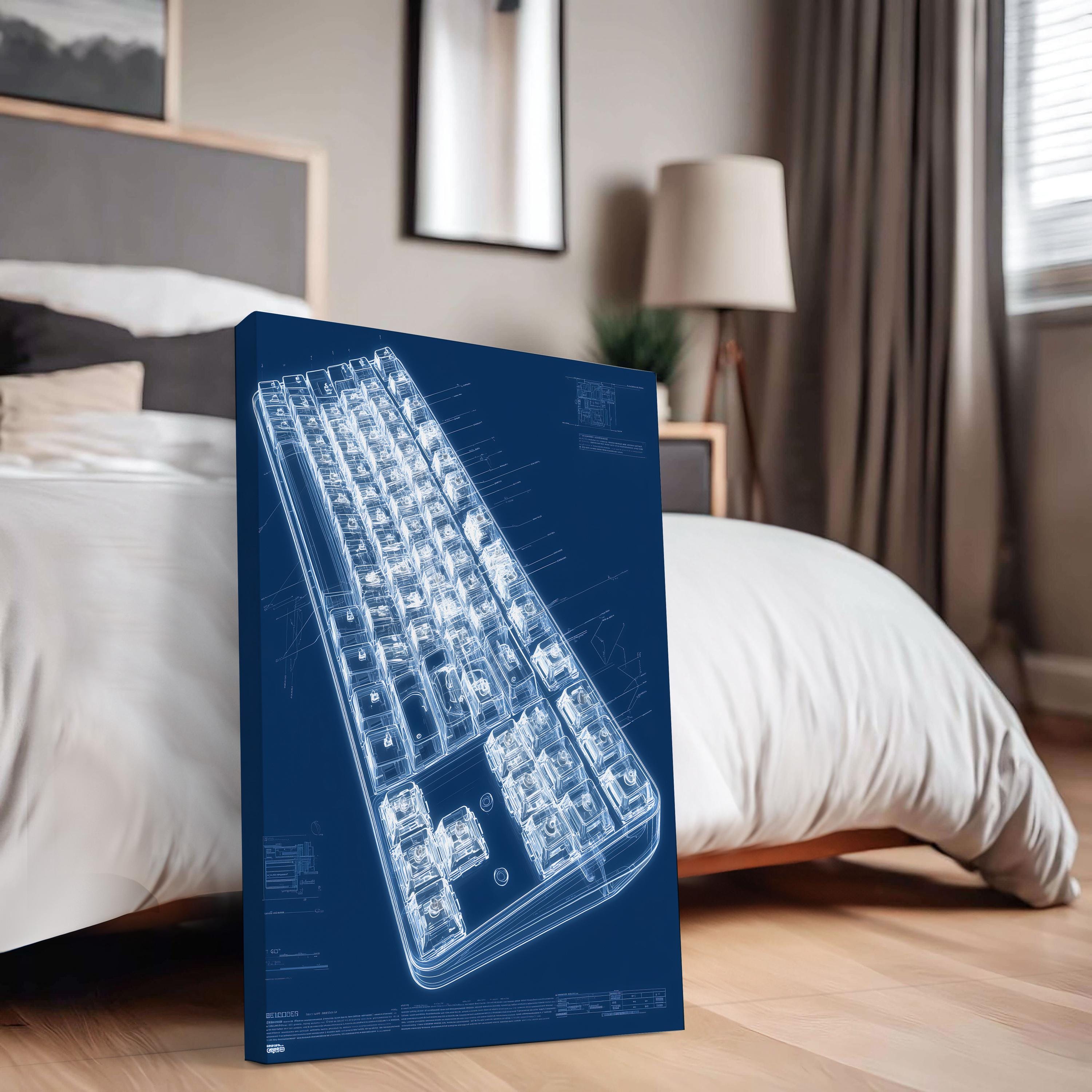 Keyboaed Blueprint Mechanical Keyboard Blueprint Poster Tech Wall Art Digital Download ...
