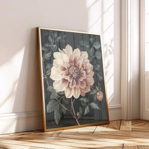 Dark Floral Wall Art – Vintage Botanical Print – Digital Download – Moody Home Decor