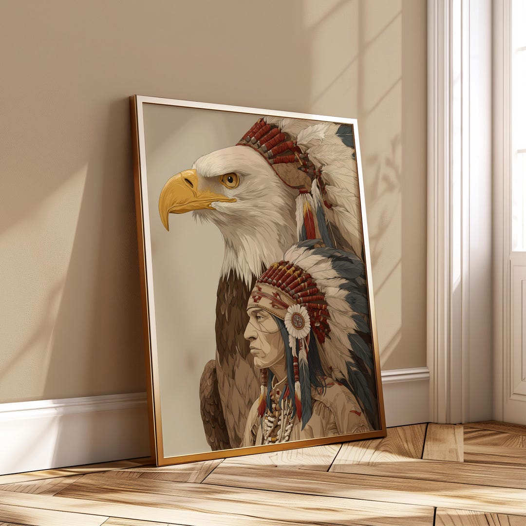 Native American Eagle Wall Art Printable Digital Download Tribal Chief ...