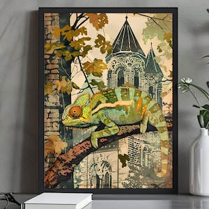 Chameleon Watercolor PRINTABLE ART Chameleon Print Instant Download Chameleon Poster Gift Animal Wall Decor Wildlife Painting Colorful Art