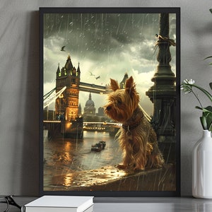 Yorkshire Terrier Oil Painting, Yorkshire Terrier Portrait, Dog Poster in Oil Painting, Yorkie Digital Printables, Adorable Yorkie Wall Art