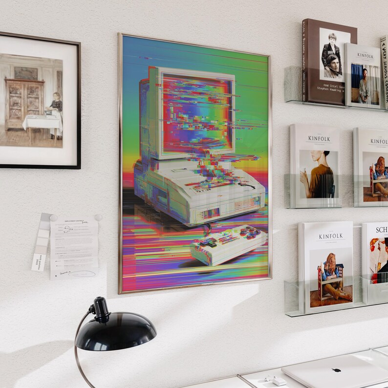 Glitch Retro Computer Wall Art Print, Vaporwave PC Poster, Vintage ...
