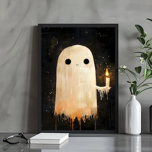 Fantasma che tiene una candela, poster vintage, stampa di poster artistici, mondo accademico oscuro, fantasma inquietante, decorazioni di Halloween