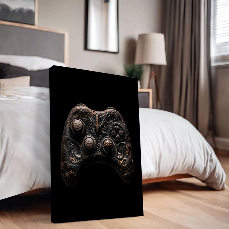Rustic Gamer Picures Ancient Tribal Gaming Controller Wall Art, Primitive Gamepad Poster ...
