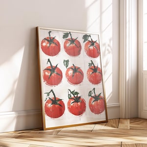 Tomate Linoldruck – Modernes Bauernhaus Wandkunst – Küchen Poster – Rustikale Tomate Digitaler Download