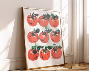 Rustic Tomato Harvest Print: Vintage Farmhouse Kitchen Wall Art Digital Download