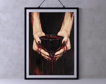 Gothic Vampire Drink Print: Dark Macabre Art (Digital Download)