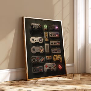 Classic Controller Poster, Retro Gaming Printable Wall Art, Vintage Gamepad Collection