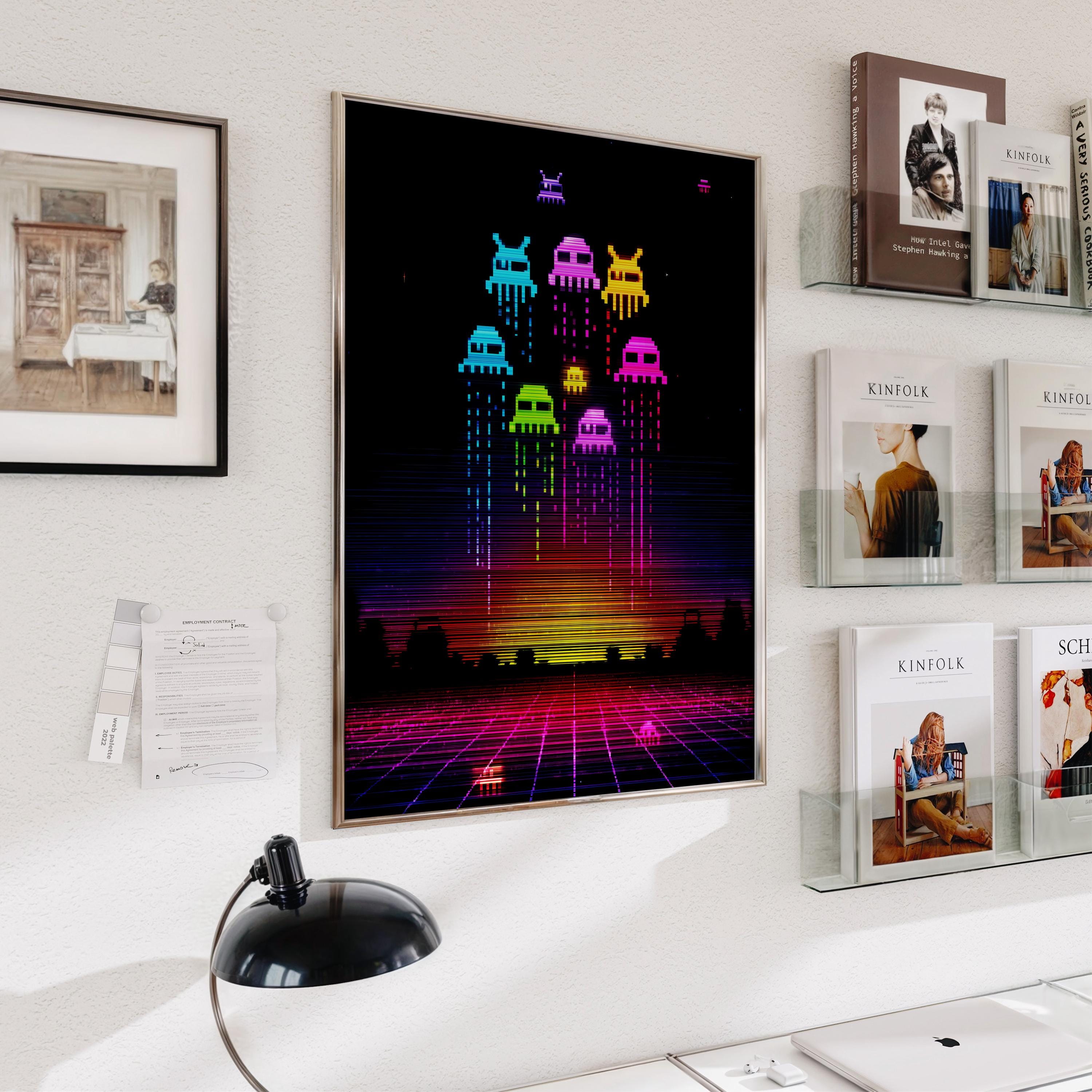 Space Invaders Neon Sign Retro Pixel Space Invaders Poster - Neon Arcade Wall Art - Synthwave ...