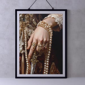 Victorian Aesthetic Princess Master Sword Art, Dark Moody Wall Art, Baroque Oil Painting, Dark Academia Victorian Woman Royal Portrait