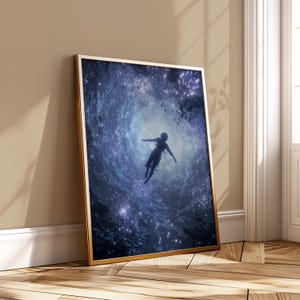 Arte murale surreale con portale galattico, stampa digitale, download, poster con tunnel cosmico, paesaggio onirico, decorazione spaziale.