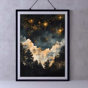 Celestial Wall Art Print, Dark Academia Decor, Abstract Moody Print Wall Art, Exhibition Poster, Vintage Oil Painting Maximalist Wall Art