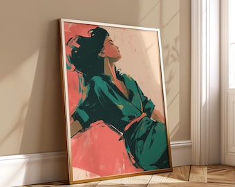 Confident Woman Wall Art –  Fashion Digital Portrait – Colorful Abstract Printable Poster – Modern Empowered Girl