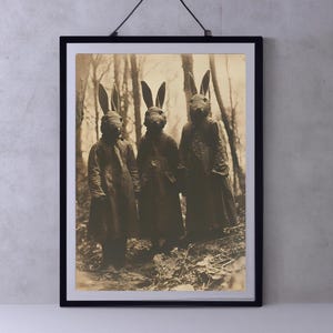 Rabbit Cult of the Forest, Vintage photography, Art Poster Print, Dark Academia, Gothic Occult Poster, Witchcraft, Gothic Home Decor, Creepy