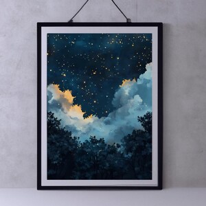 Celestial Wall Art Print, Dark Academia Decor, Abstract Moody Print Wall Art, Exhibition Poster, Vintage Oil Painting Maximalist Wall Art