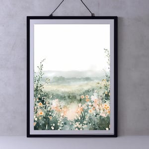 Spring Scenery Landscape Print, Summer Printable Wall Art, Farmhouse Decor, Flower Field Landscape Oil Painting, Original Artist
