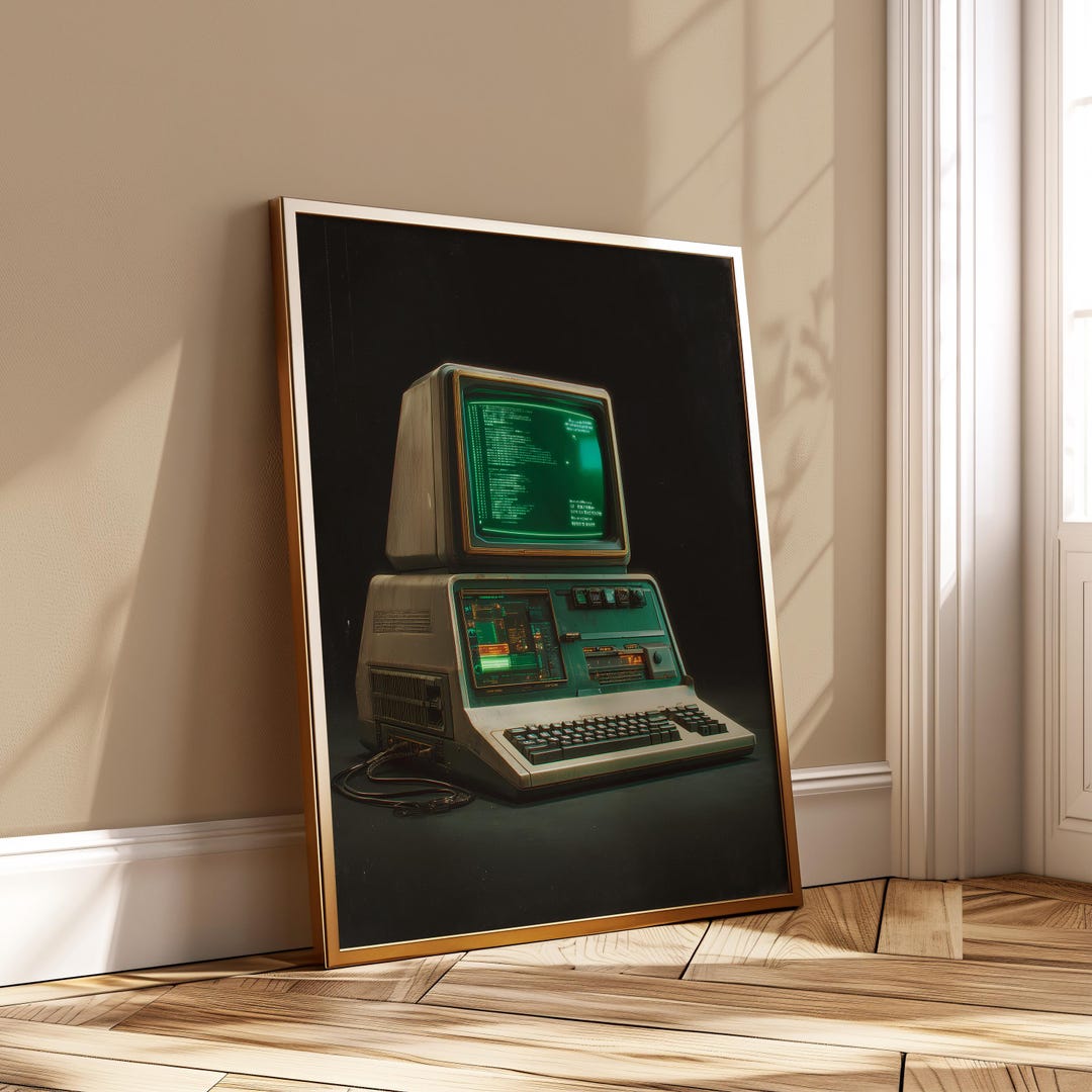 Vintage Computer Terminal Poster Retro Tech Wall Art Green Screen ...