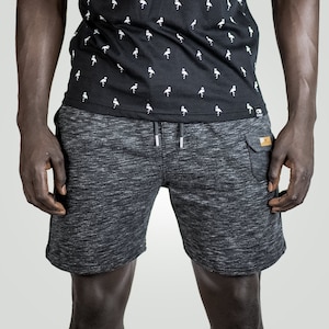 Men&#39;s Gray Mélange Terry Shorts | Camo Graphic Terry Cotton Shorts | French terry shorts  - Eternce