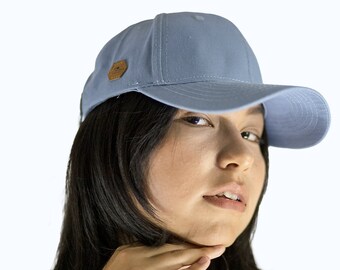 Denim Blue Baseball Cap – Cotton Twill Leather Hat