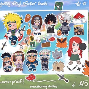 Anime Ninja Inspired Sticker Sheet - Waterproof Vinyl Stickers