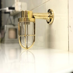 Vintage Nautical Antique Brass Wall Mount Swan Bulkhead Sconce Light Fixture