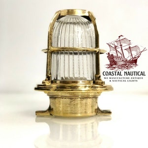 Vintage Nautical Reclaimed Brass Ship Bulkhead Light Fixture | Original Wall Mount Maritime Lamp | Industrial Coastal Home Decor