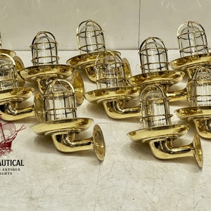 Elegant Maritime Nautical Brass Swan Ship Wall Decor Light with Extra Brass Shade 10 Pieces