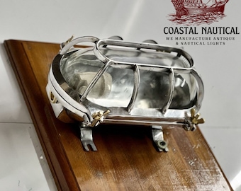 Modern Style Antique Maritime New Aluminium Metal Bulkhead Cover Light Fixture With Cage